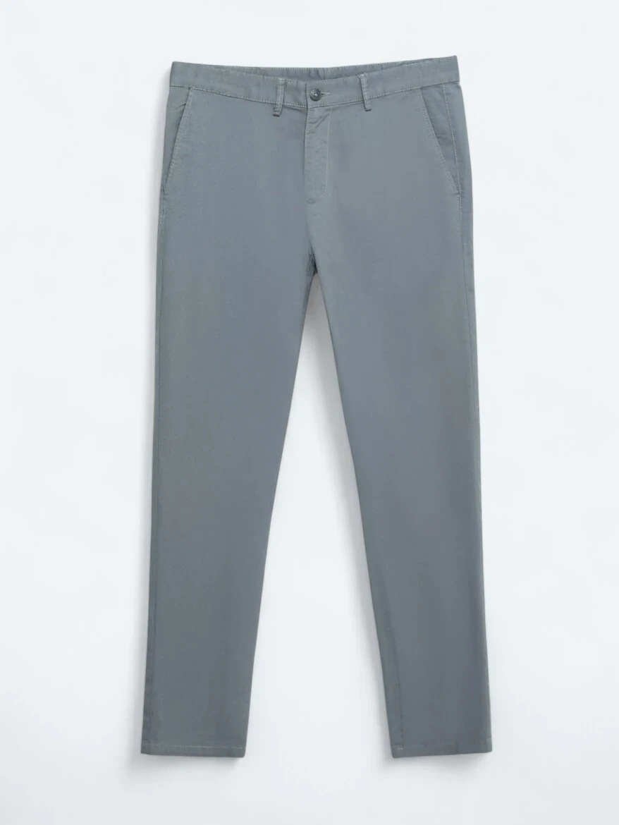 Grey Weaving Regular Fit Casual Cotton Blended Trousers - 5