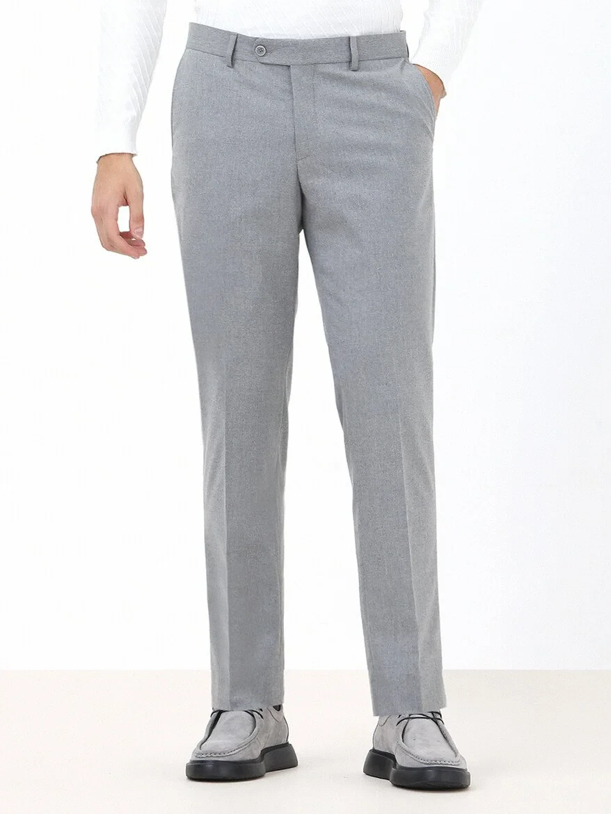 Grey Weaving Regular Fit Classical Trousers - 1