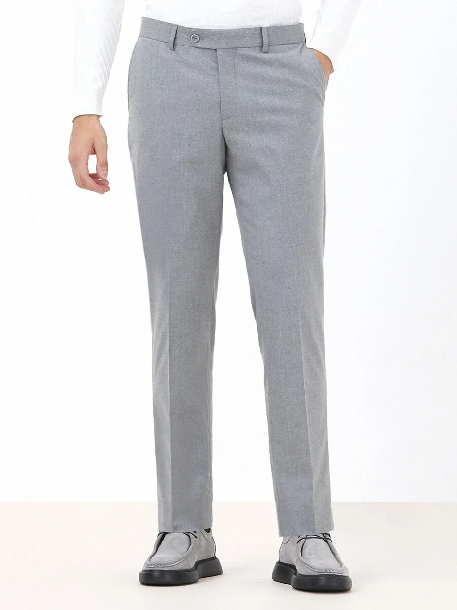 Grey Weaving Regular Fit Classical Trousers - 1