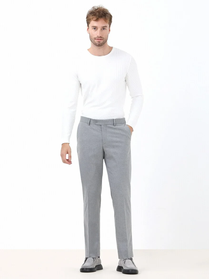 Grey Weaving Regular Fit Classical Trousers - 3