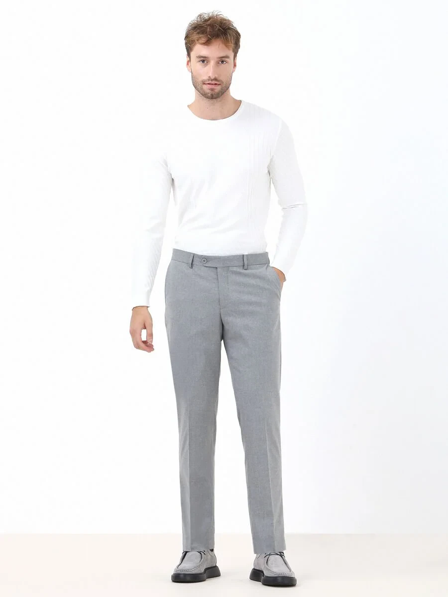 Grey Weaving Regular Fit Classical Trousers - 3