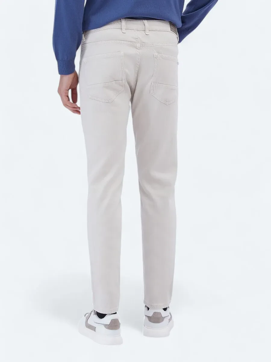 Grey Weaving Slim Fit Casual Cotton Blended Trousers - 5