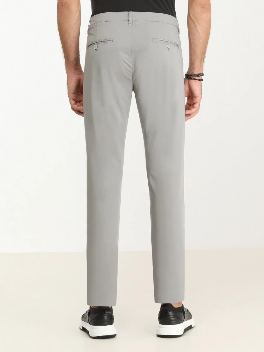 Grey Weaving Slim Fit Casual Trousers - 4