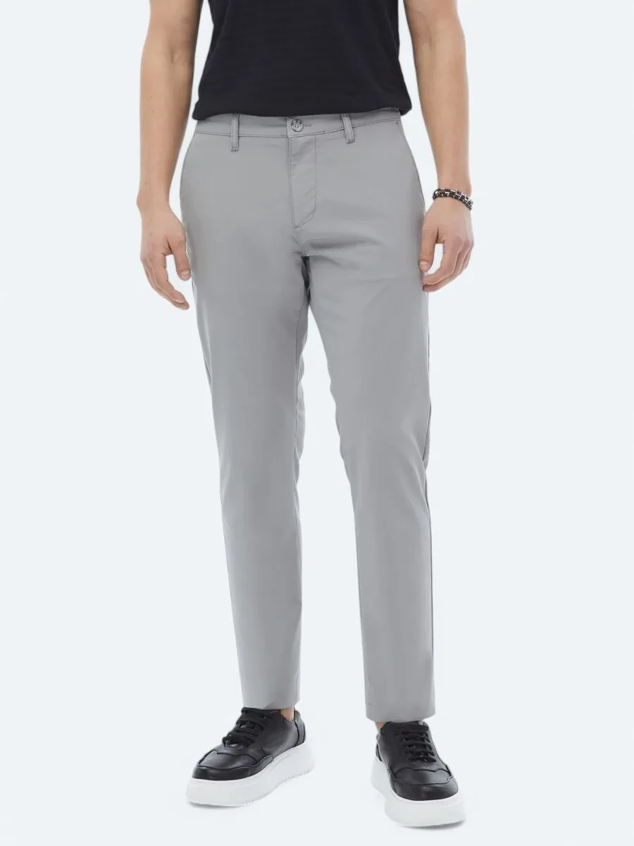 Grey Weaving Slim Fit Casual Trousers - 3