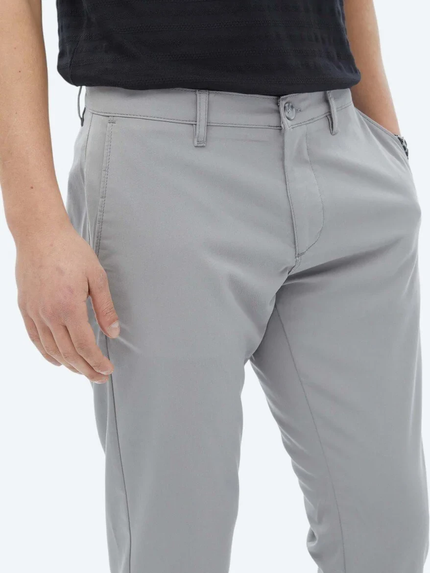 Grey Weaving Slim Fit Casual Trousers 