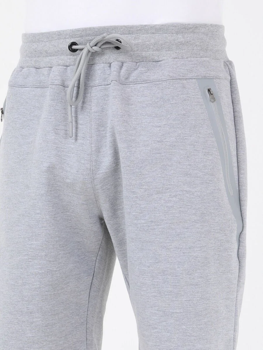 Gri Baskılı Örme Slim Fit Casual Pamuk Karışımlı Bermuda - 1