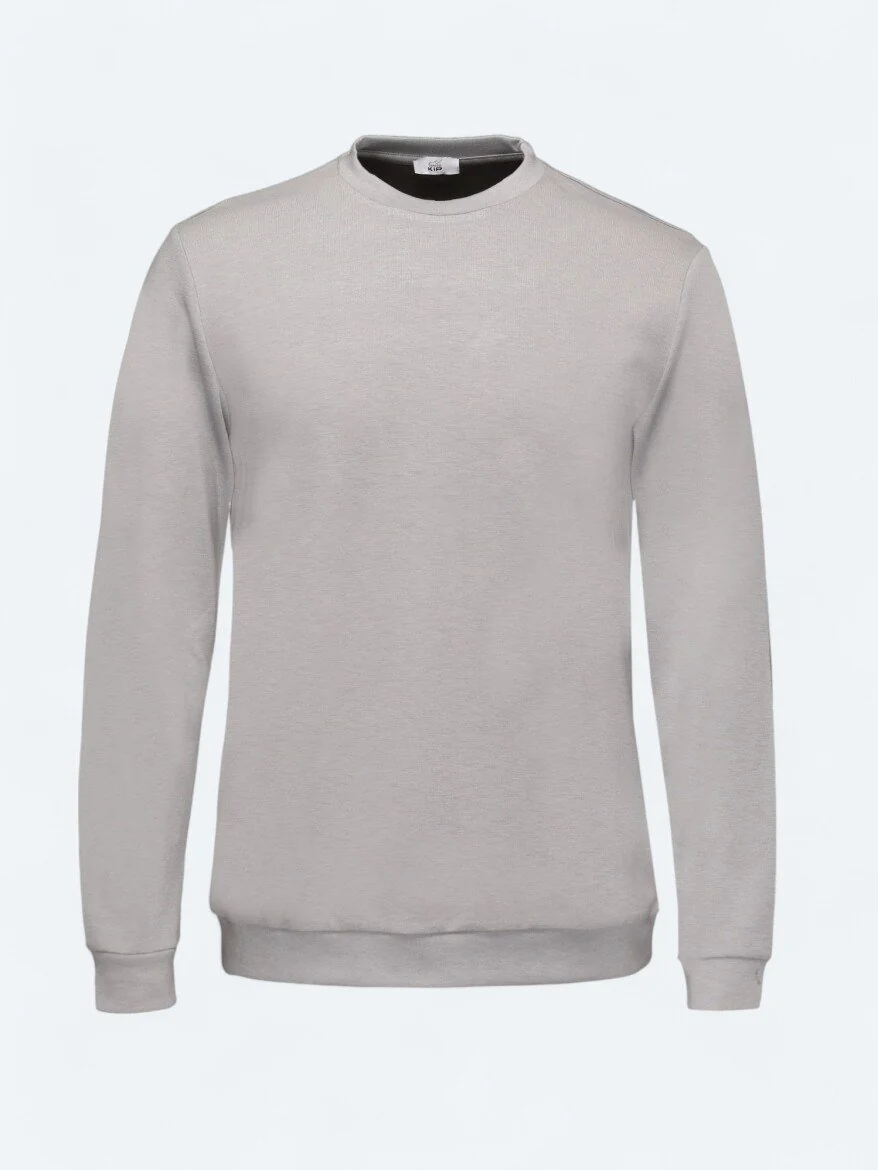 Gri Bisiklet Yaka Sweatshırt - 5