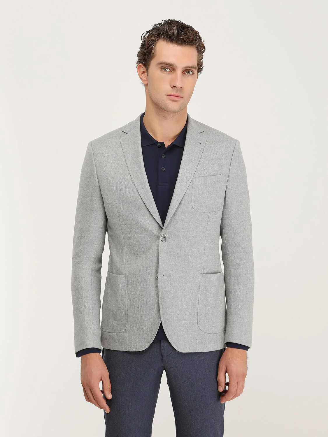 Gri Desenli Modern Fit Ceket - 1