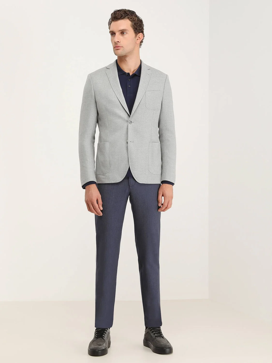 Gri Desenli Modern Fit Ceket - 2
