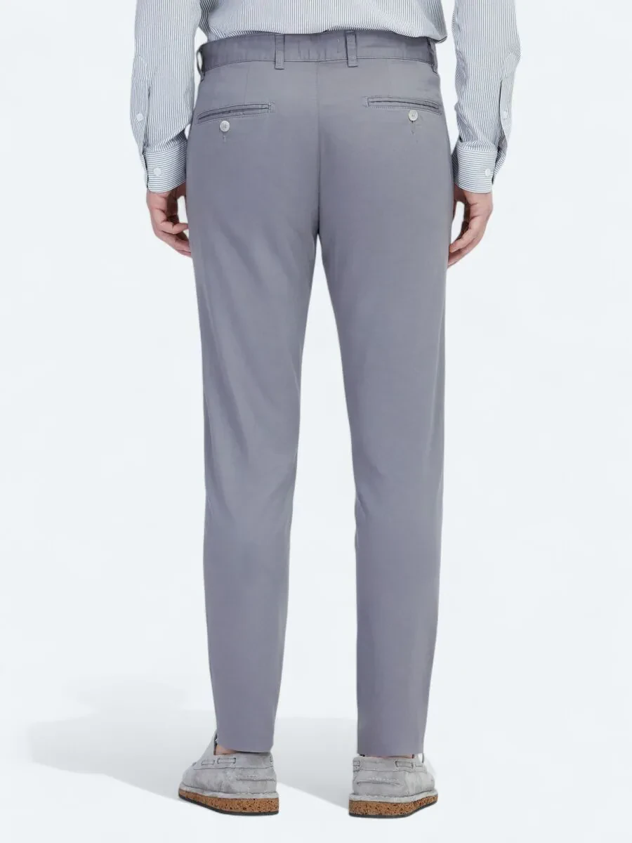 Gri Dokuma Casual Pamuk Karışımlı Pantolon - 5