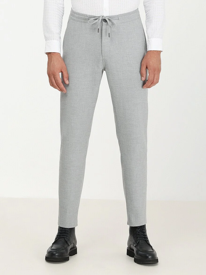 Gri Dokuma Jogging Fit Casual Pantolon - 1