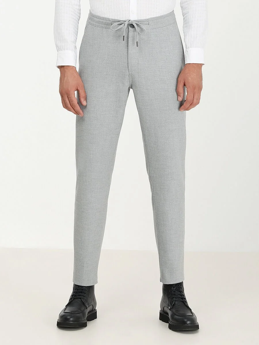 Gri Dokuma Jogging Fit Casual Pantolon - 1