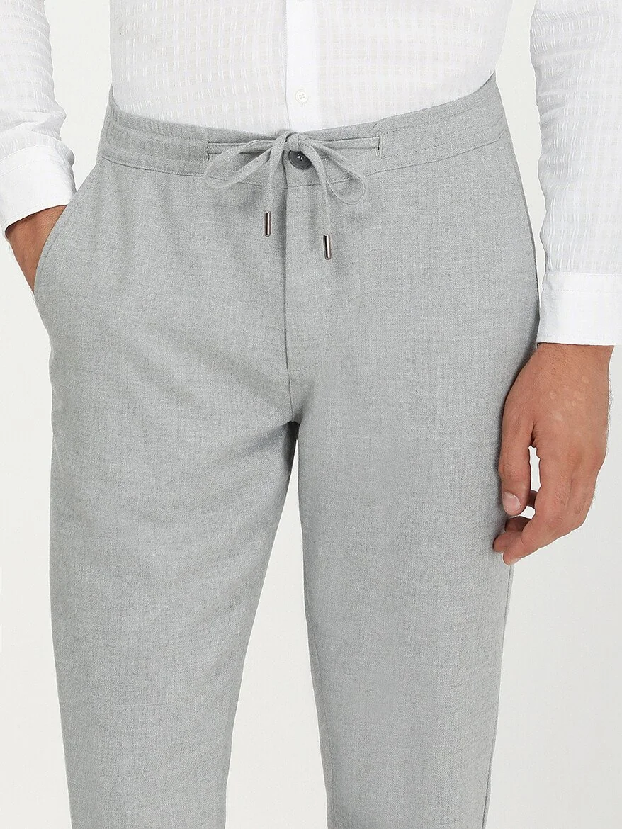 Gri Dokuma Jogging Fit Casual Pantolon - 3