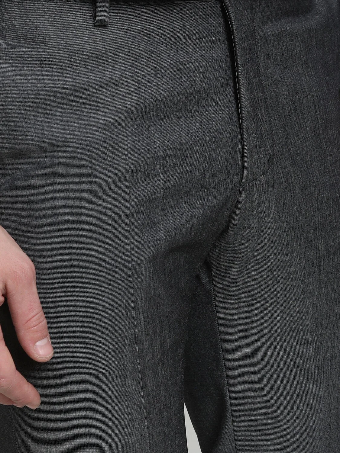 Gri Düz Dokuma Regular Fit Klasik Yün Karışımlı Pantolon - 2