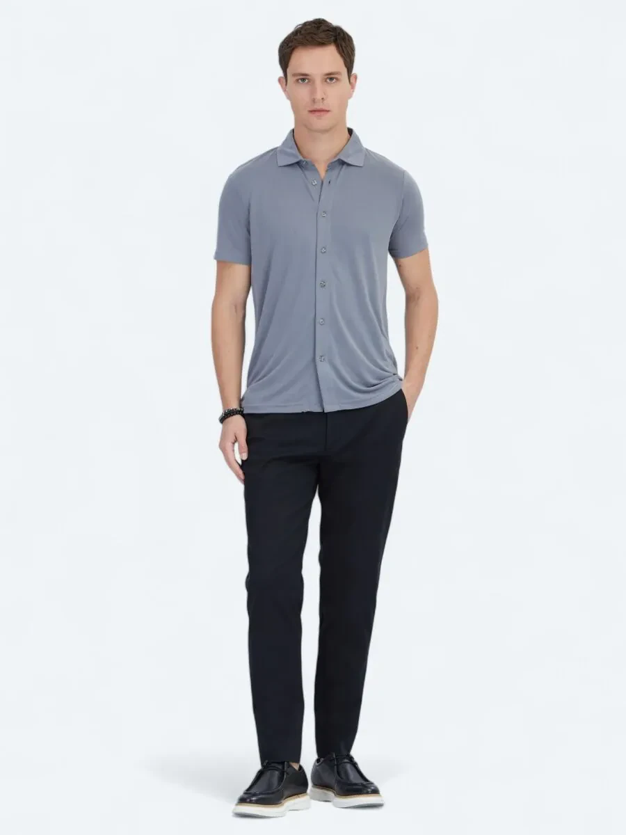 Gri Düz Regular Fit Casual Gömlek - 2