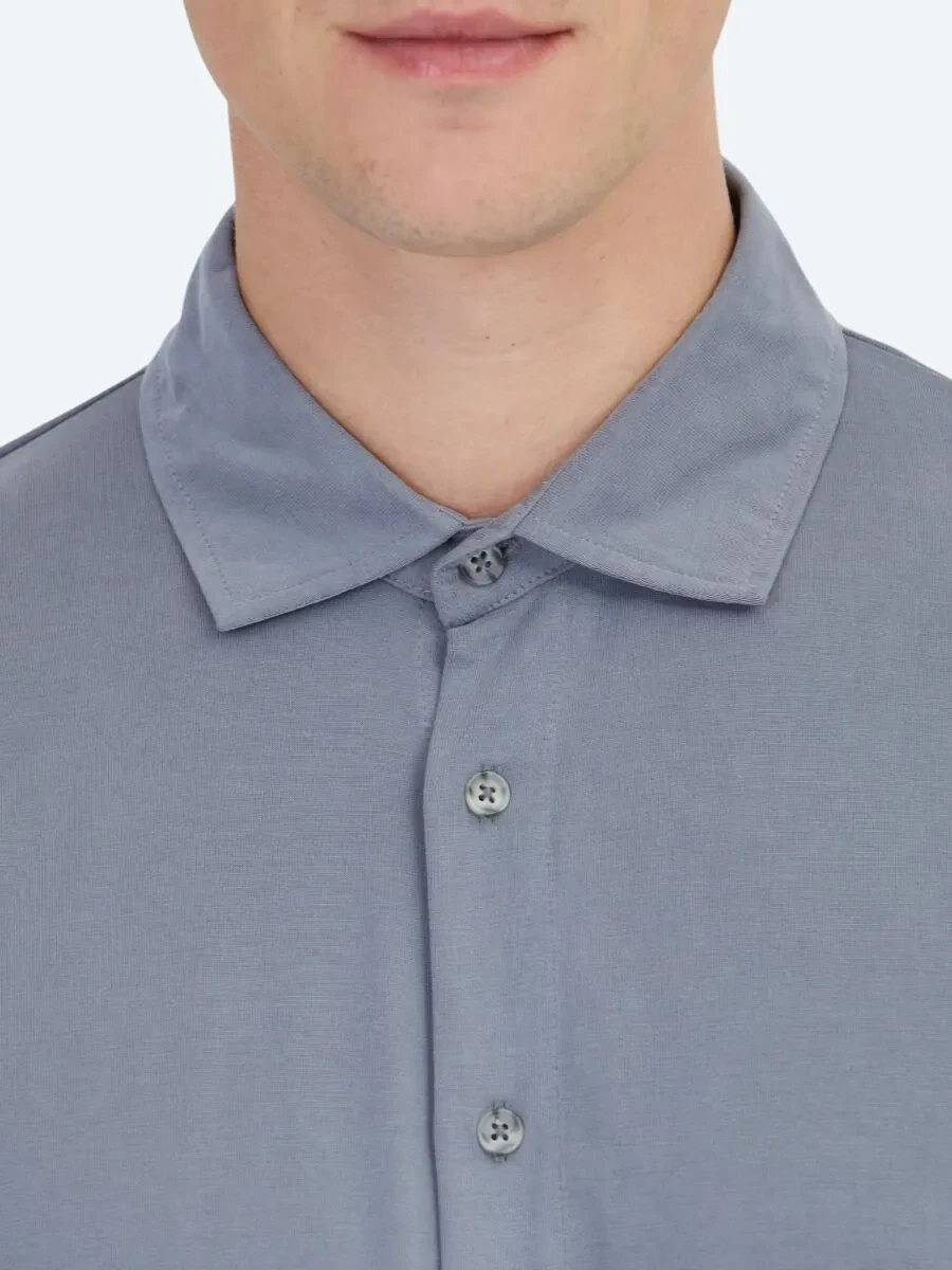 Gri Düz Regular Fit Casual Gömlek - 4