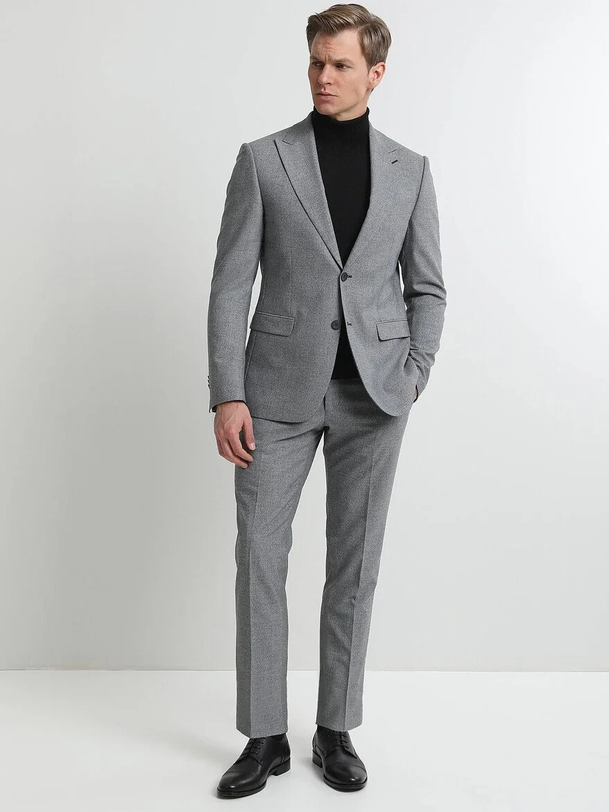 Gri Mikro Modern Fit Takım Elbise - 1