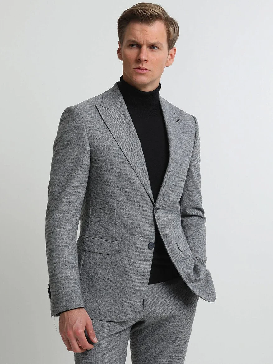 Gri Mikro Modern Fit Takım Elbise - 3