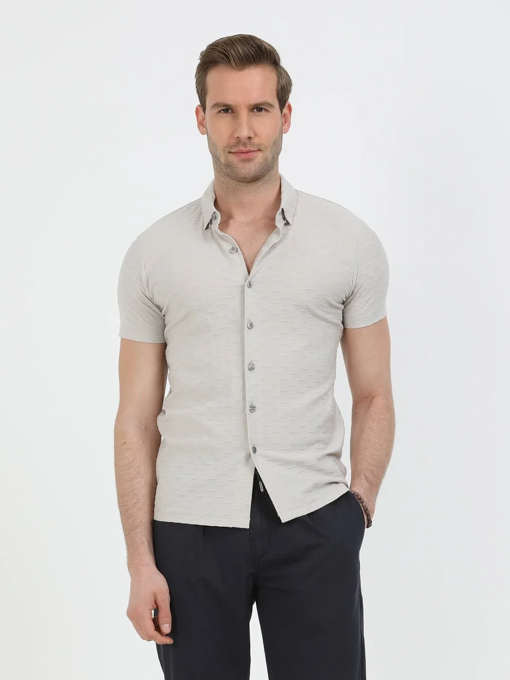 Gri Regular Fit Casual %100 Pamuk Gömlek - 1
