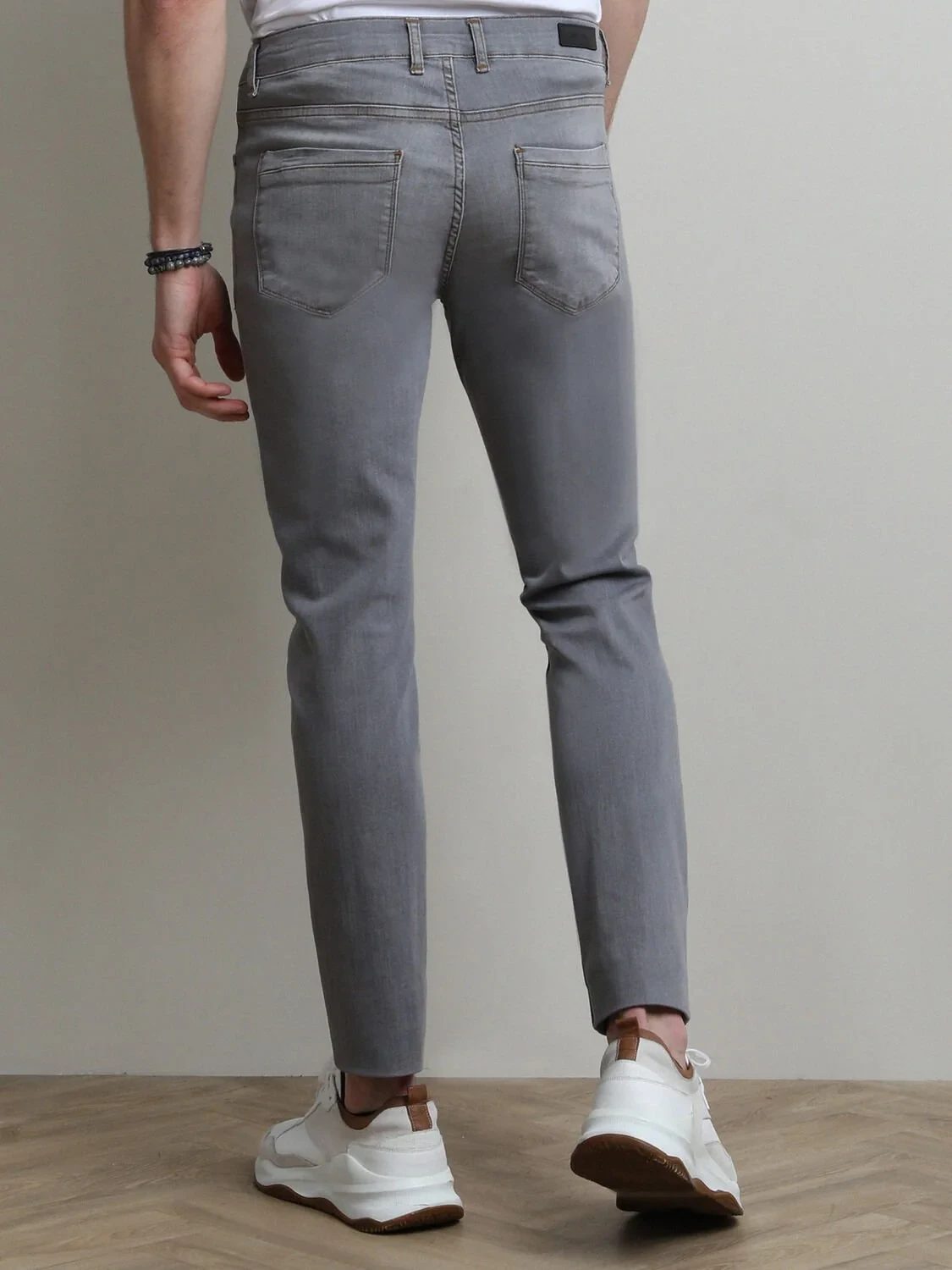 Gri Slim Fit Denim Pamuk Karışımlı Pantolon - 5