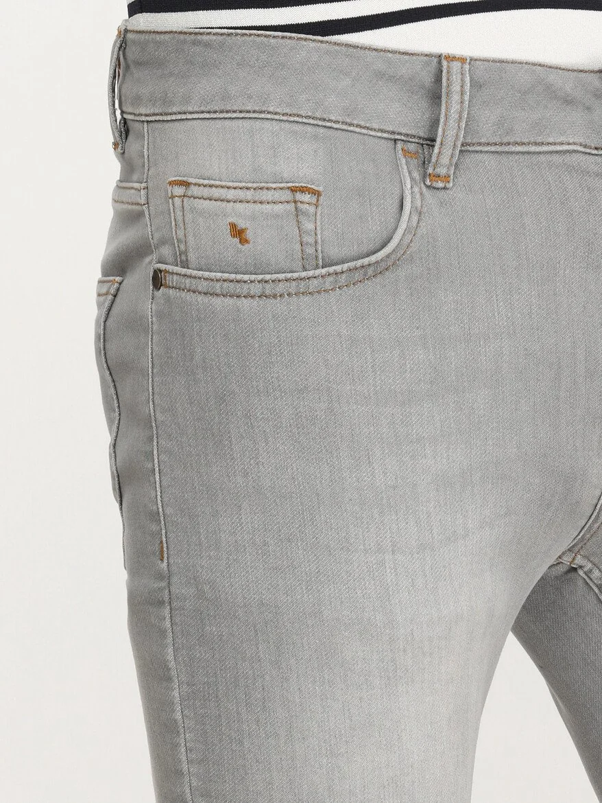 Gri Slim Fit Denim Pamuk Karışımlı Pantolon - 3