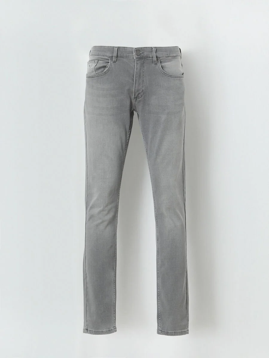 Gri Slim Fit Denim Pamuk Karışımlı Pantolon - 5