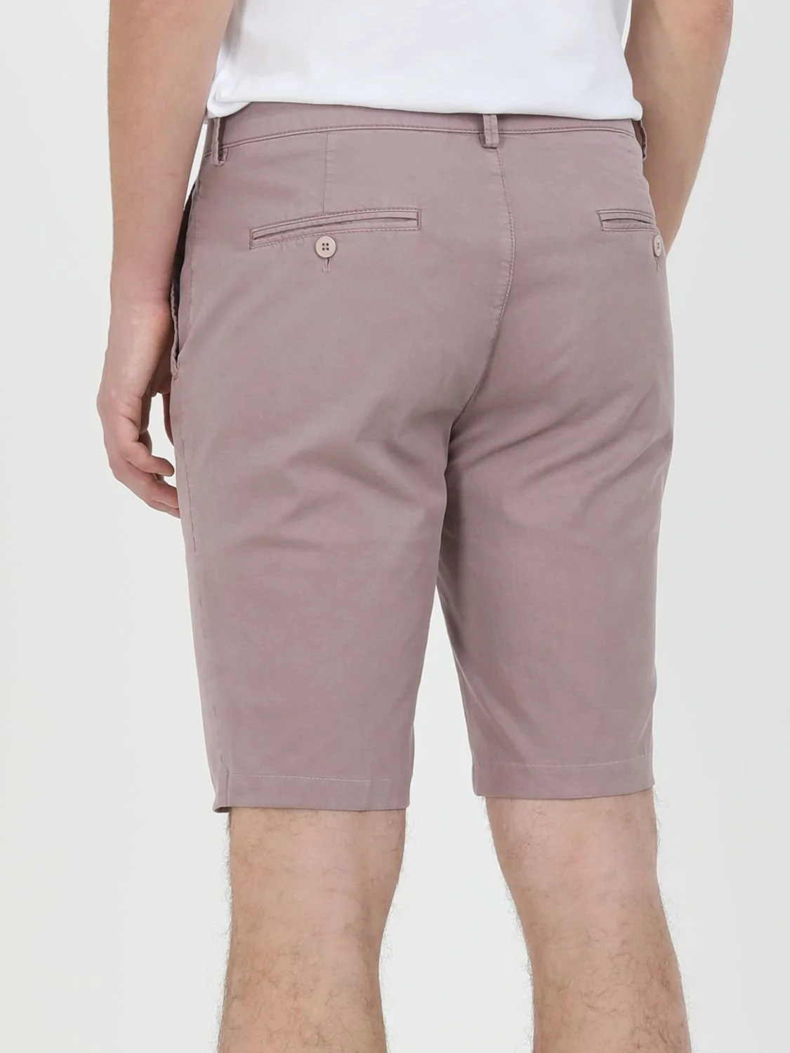Gül Kurusu Düz Dokuma Slim Fit Casual Pamuk Karışımlı Bermuda - 5