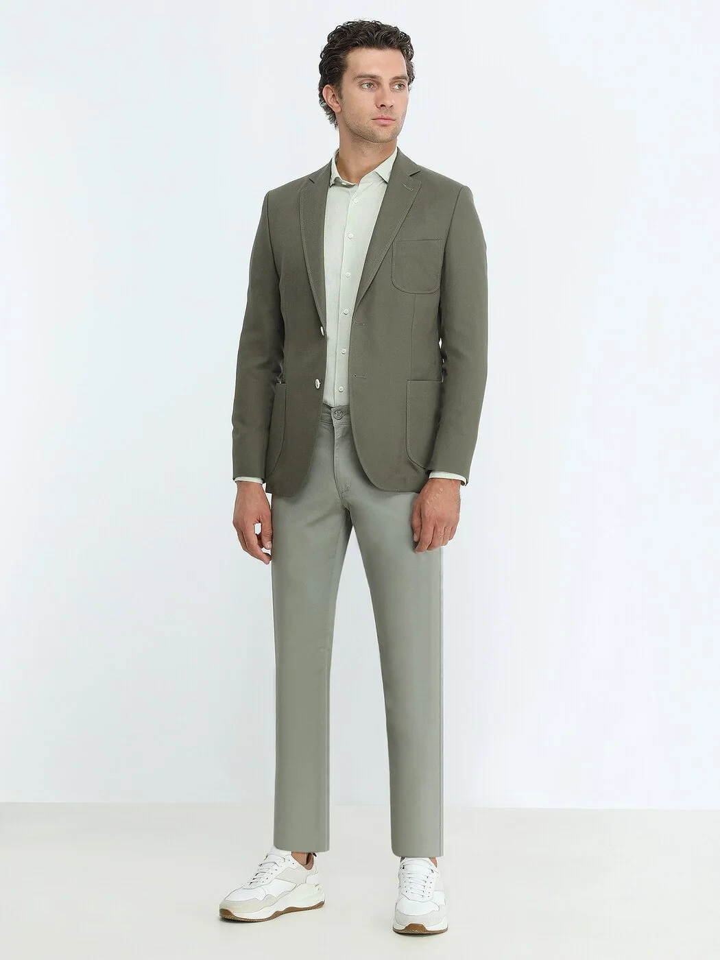 Haki Desenli Modern Fit Ceket - 1