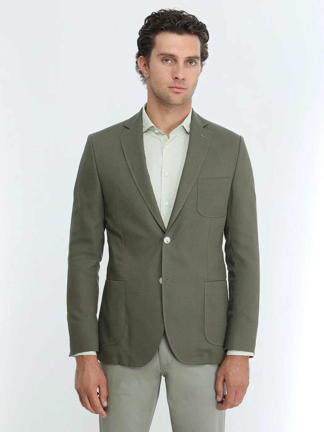 Haki Desenli Modern Fit Ceket - 2