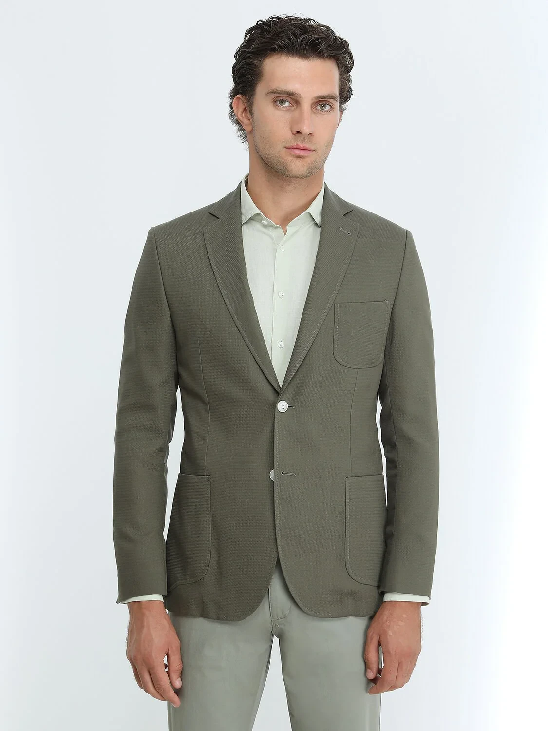 Haki Desenli Modern Fit Ceket - 2