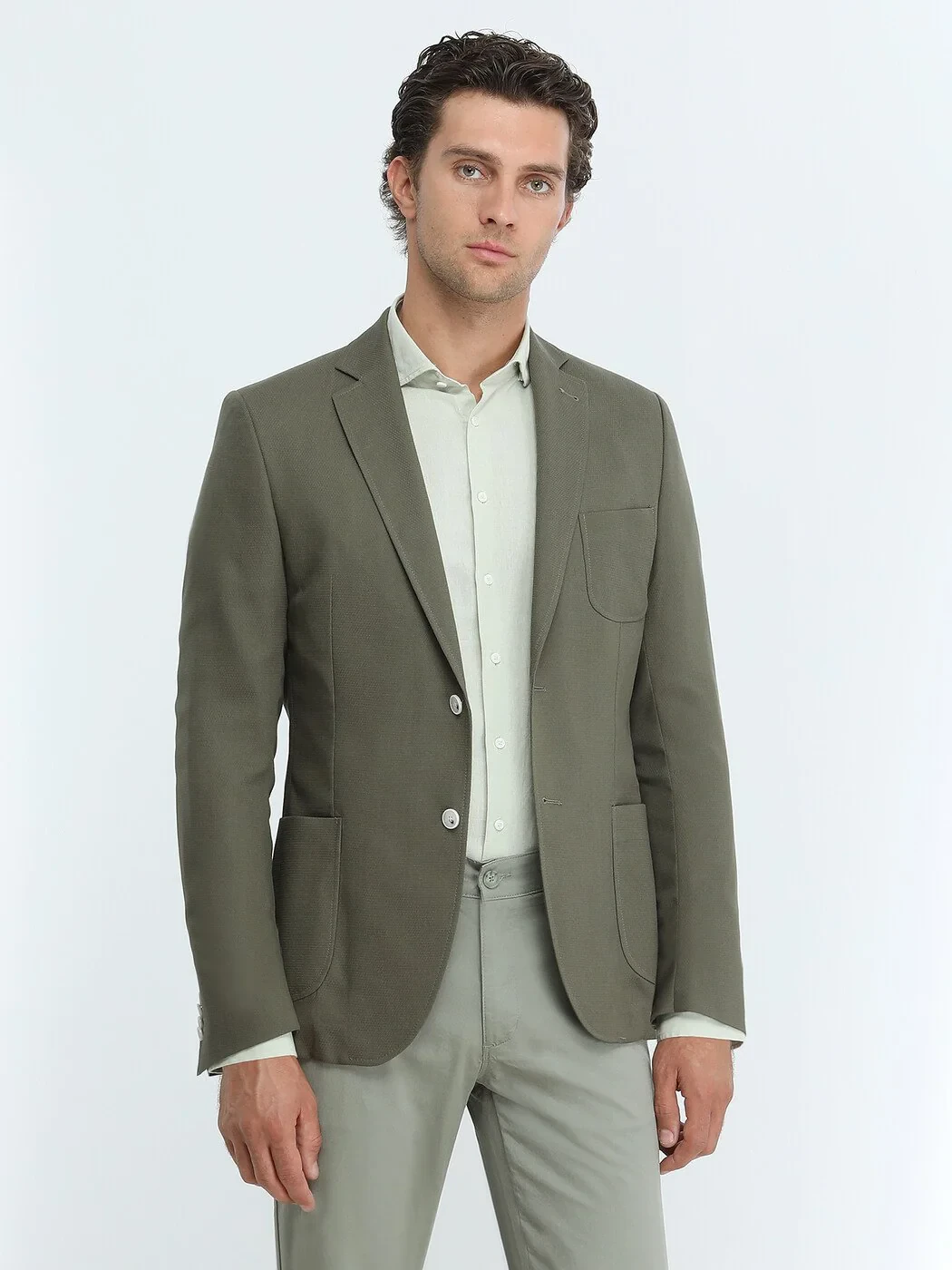 Haki Desenli Modern Fit Ceket - 4
