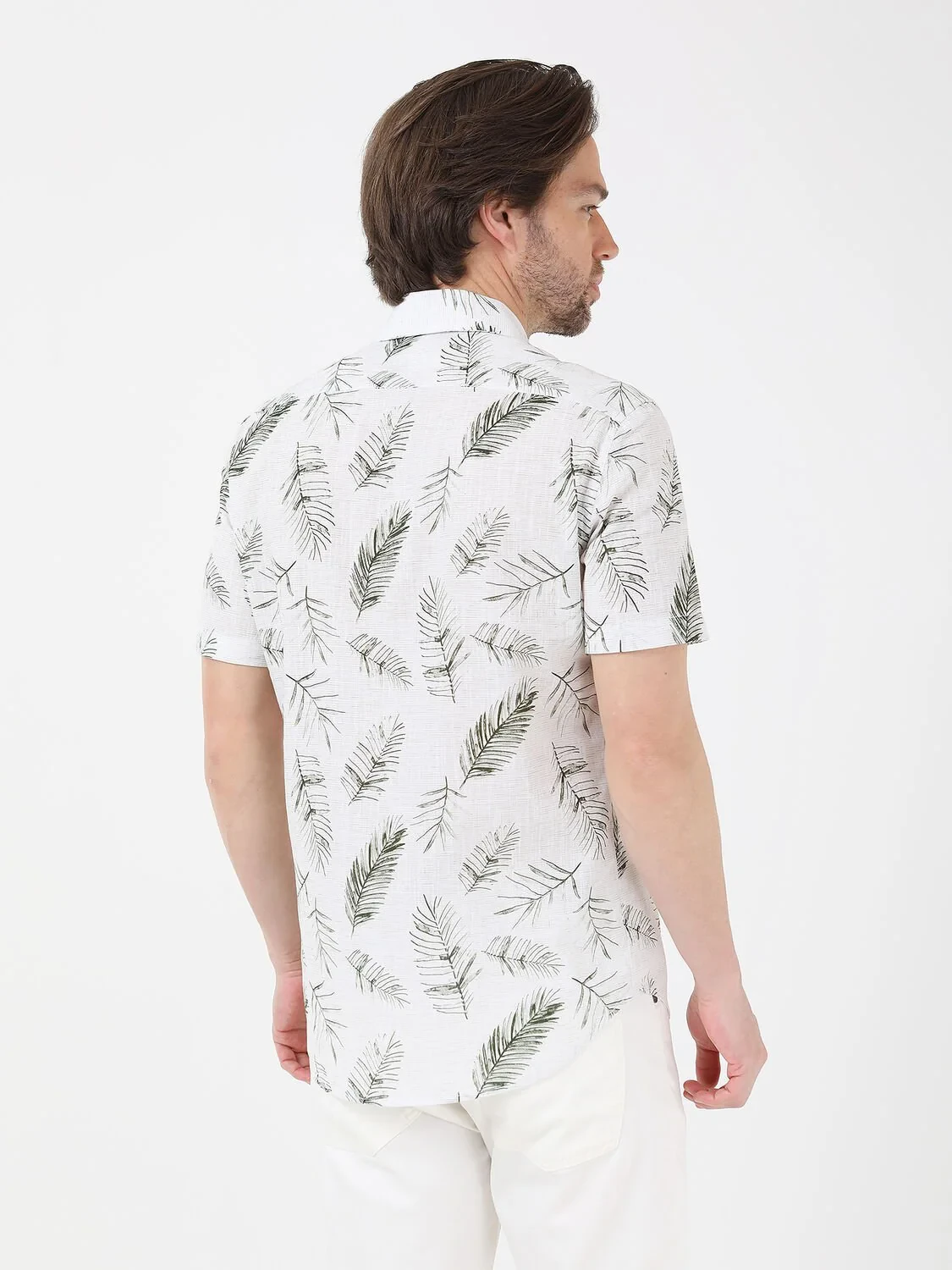 Haki Desenli Regular Fit Dokuma Casual %100 Pamuk Gömlek - 5