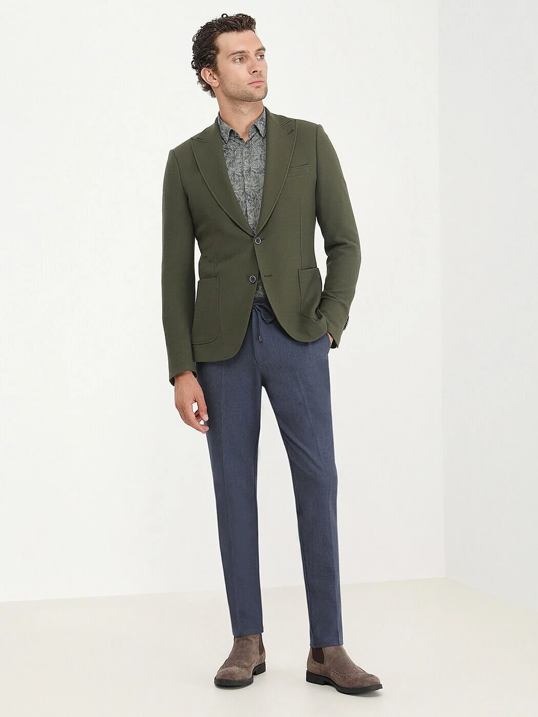 Haki Desenli Slim Fit Ceket - 2