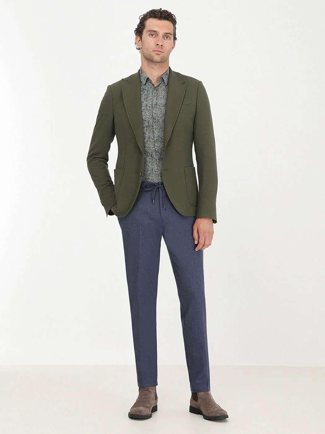 Haki Desenli Slim Fit Ceket - 5