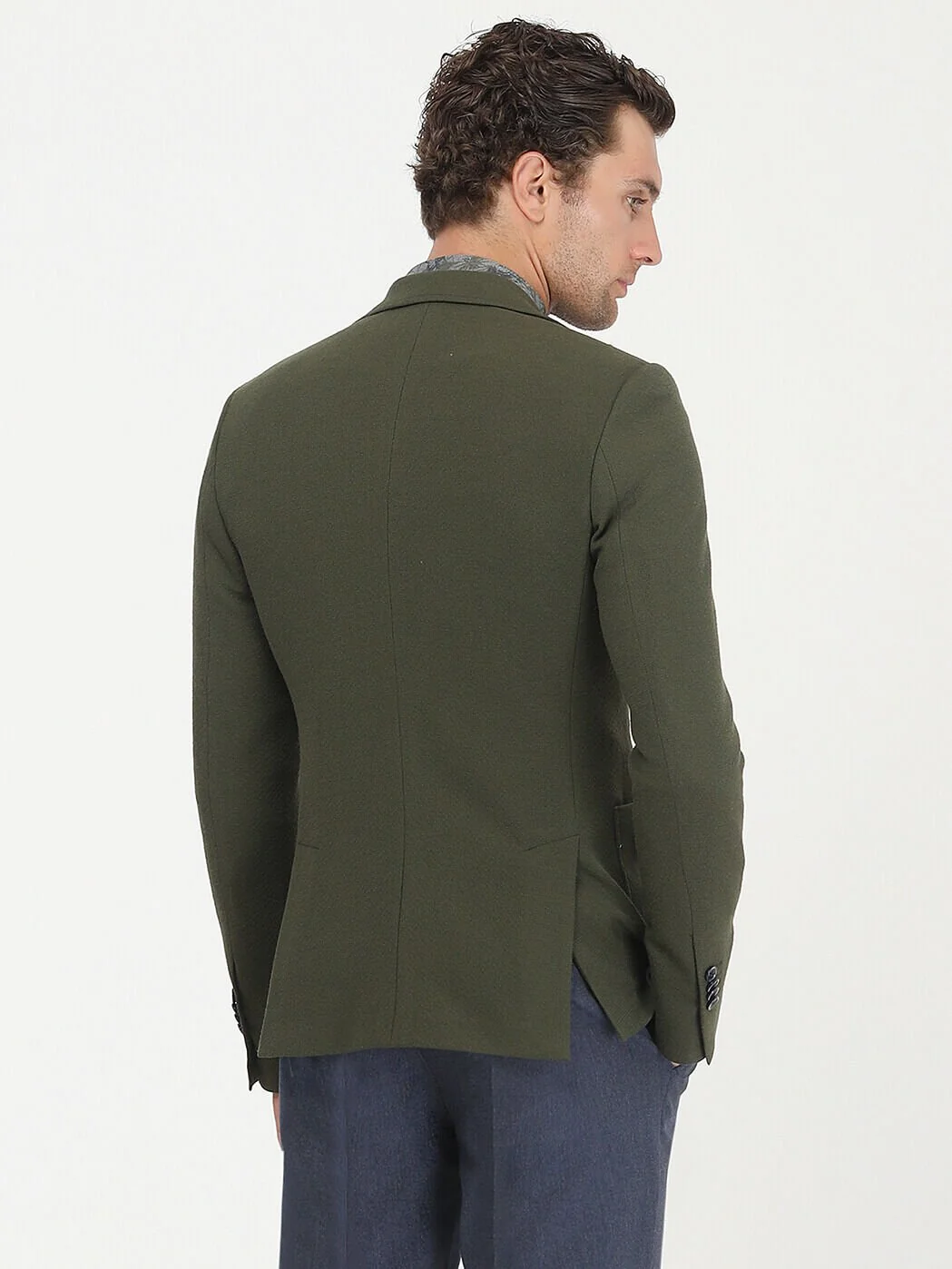 Haki Desenli Slim Fit Ceket - 7