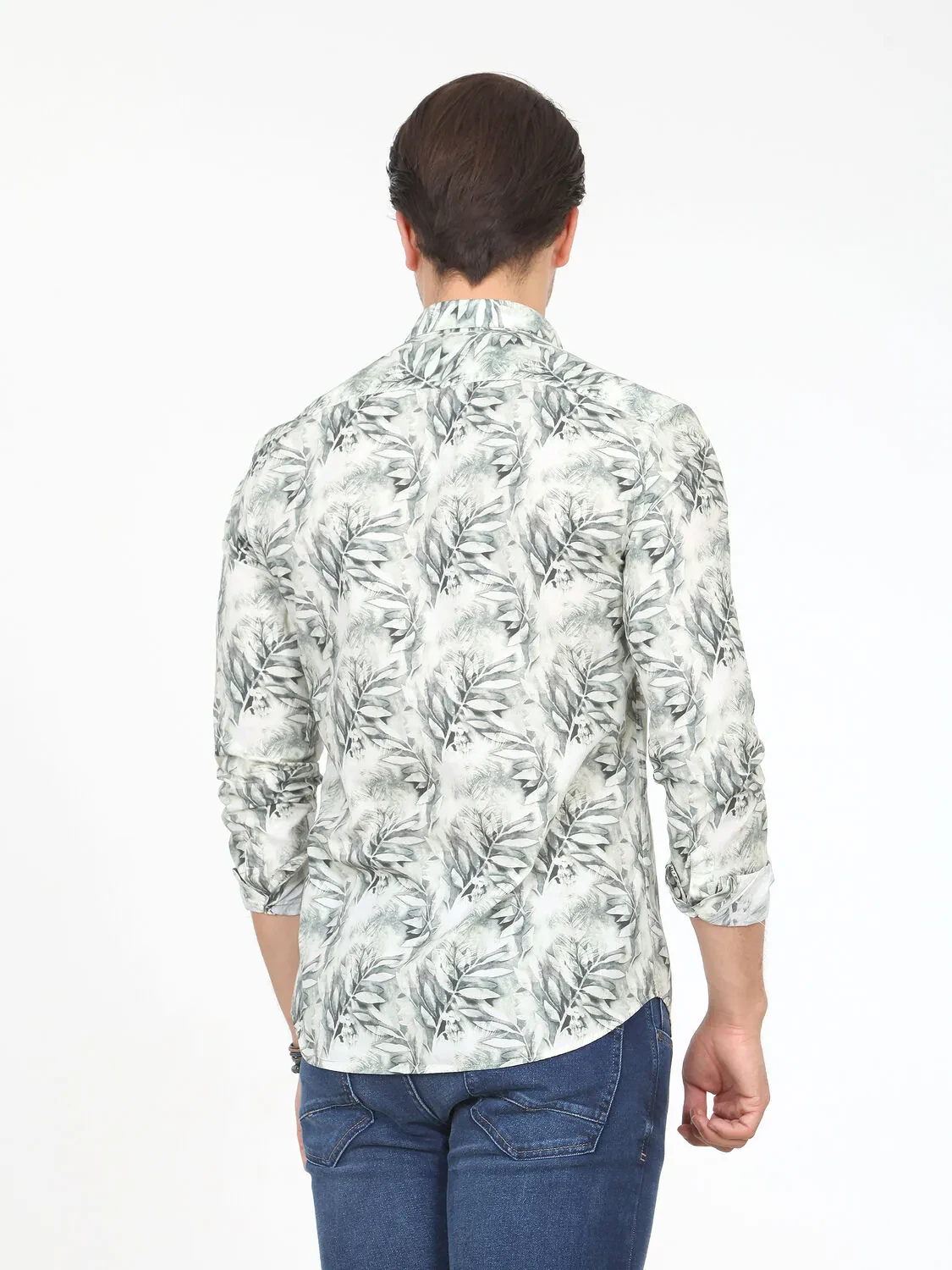 Haki Desenli Slim Fit Dokuma Casual %100 Pamuk Gömlek - 6