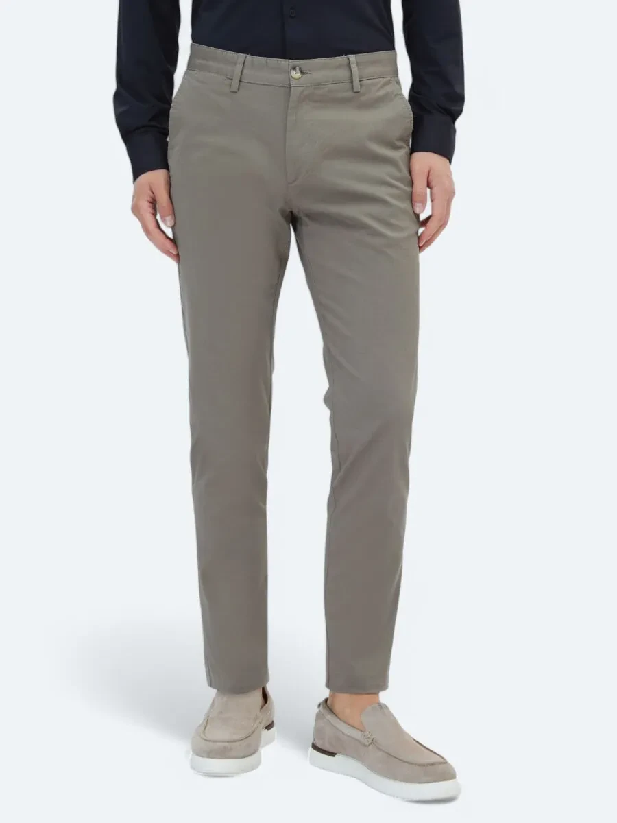 Haki Dokuma Regular Fit Casual Pamuk Karışımlı Pantolon - 2