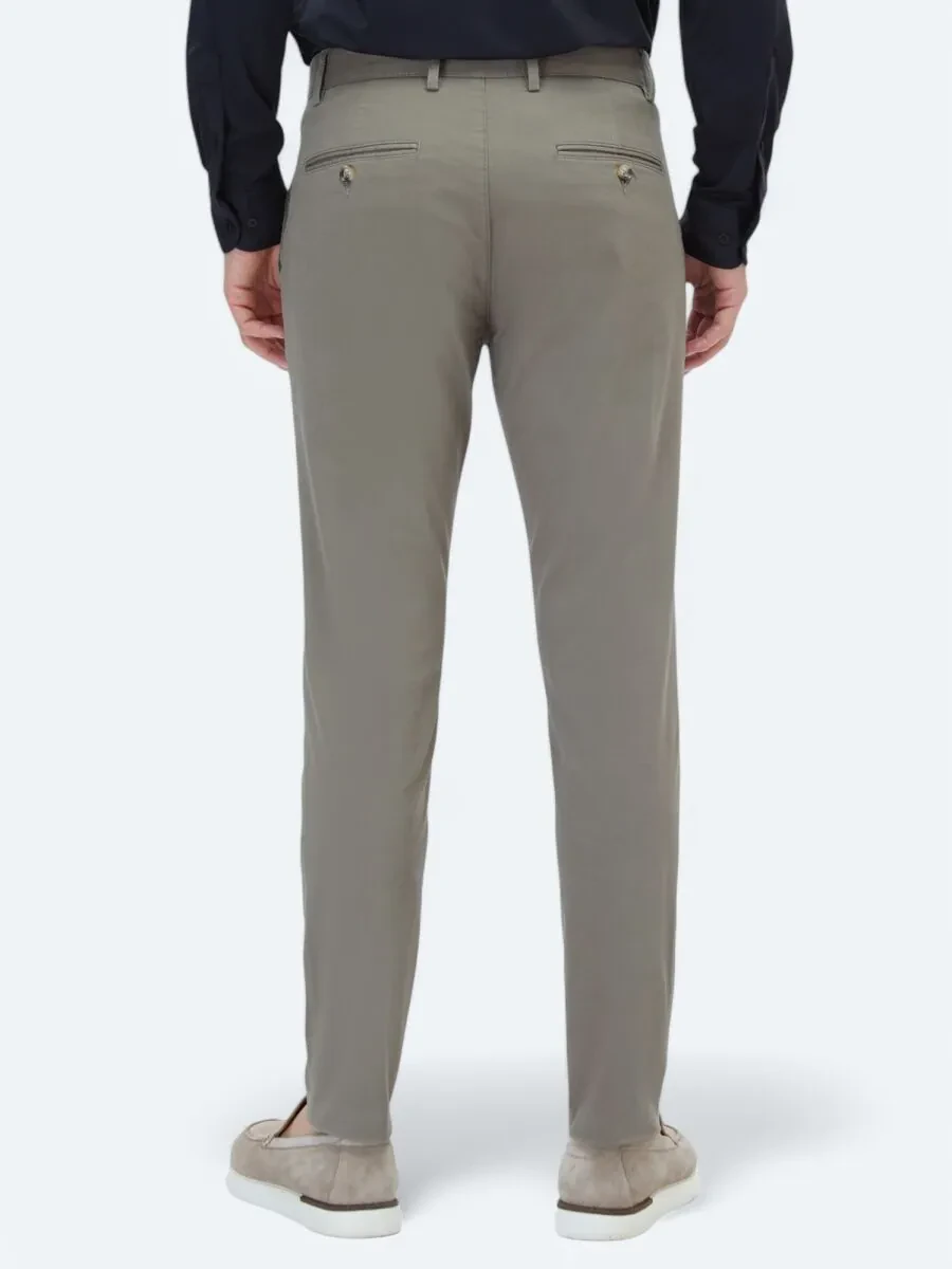 Haki Dokuma Regular Fit Casual Pamuk Karışımlı Pantolon - 4