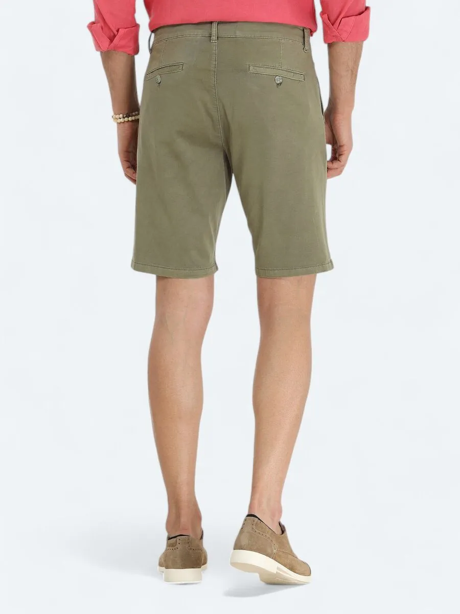 Haki Dokuma Slim Fit Casual Pamuk Karışımlı Bermuda - 4