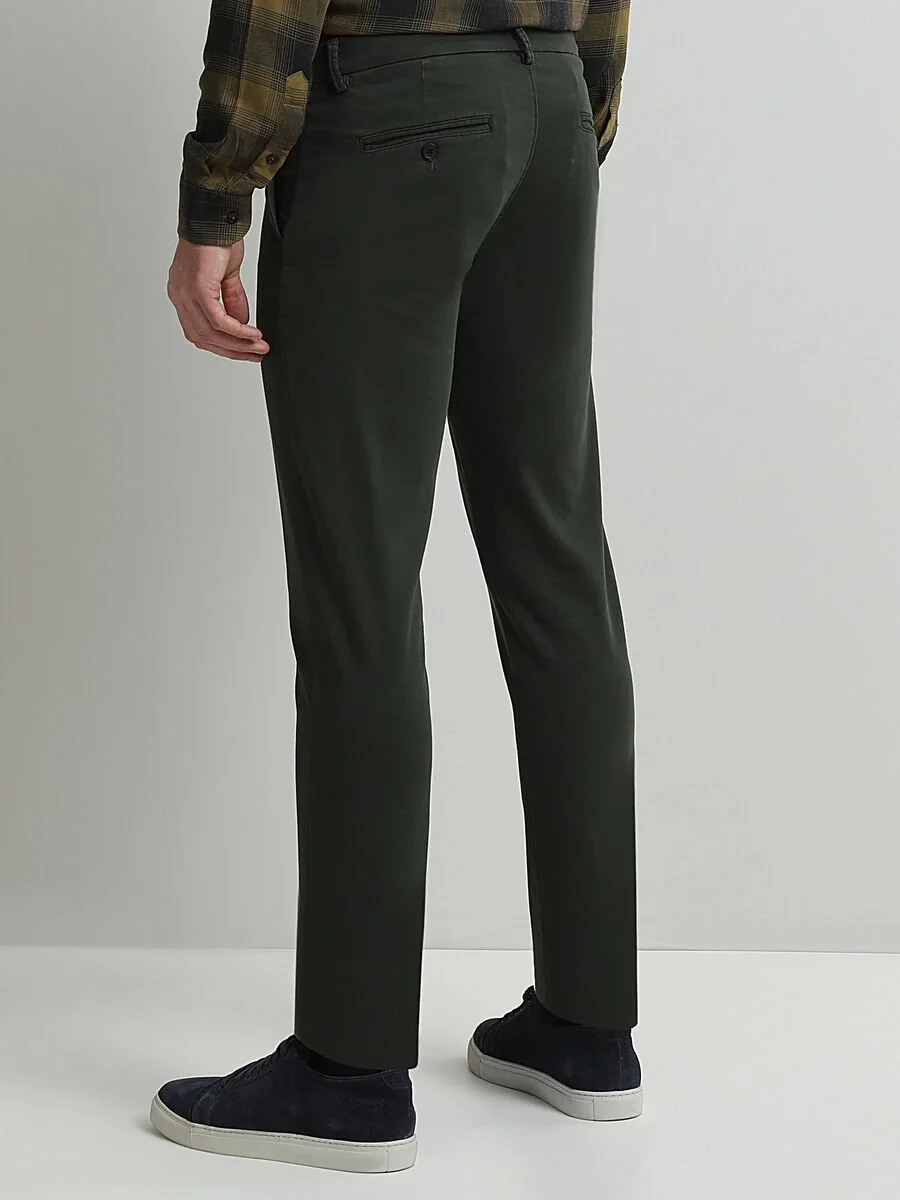 Haki Dokuma Slim Fit Smart Casual Pamuk Karışımlı Pantolon - 4
