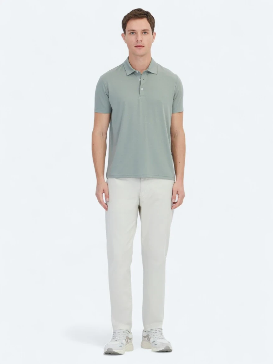 Haki Düz Çevre Dostu Polo Yaka T-Shirt - 2