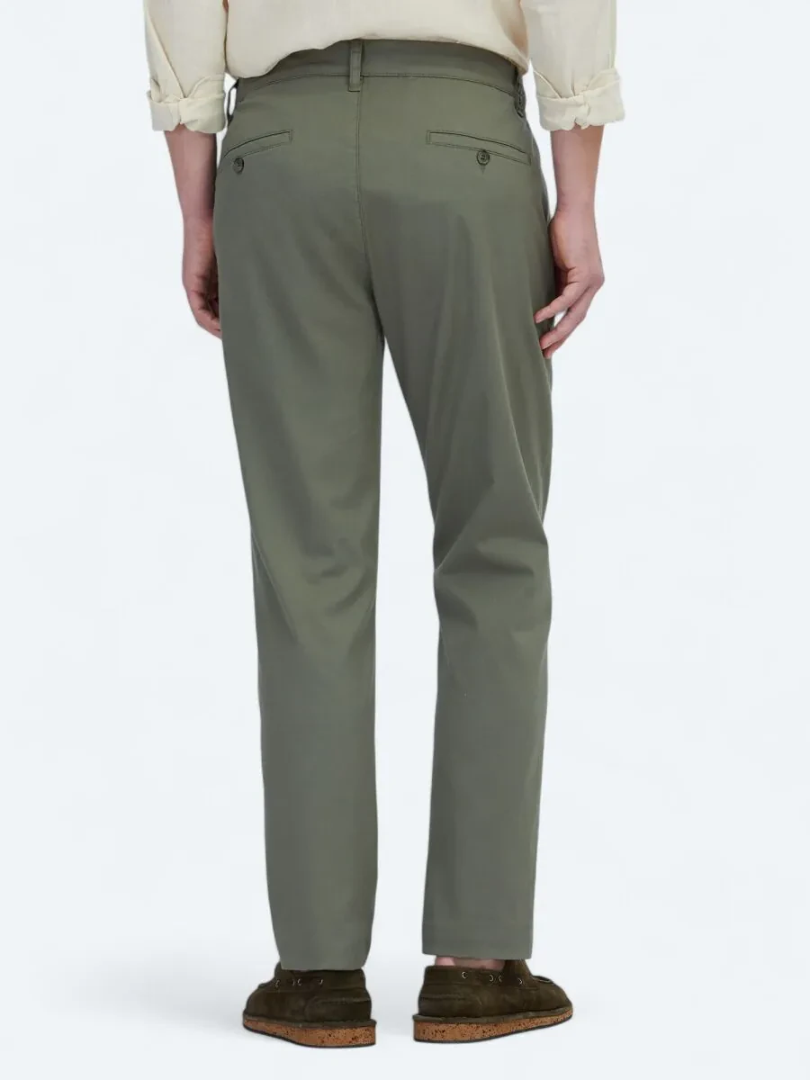 Haki Düz Dokuma Jogging Fit Casual Pamuk Karışımlı Pantolon - 5