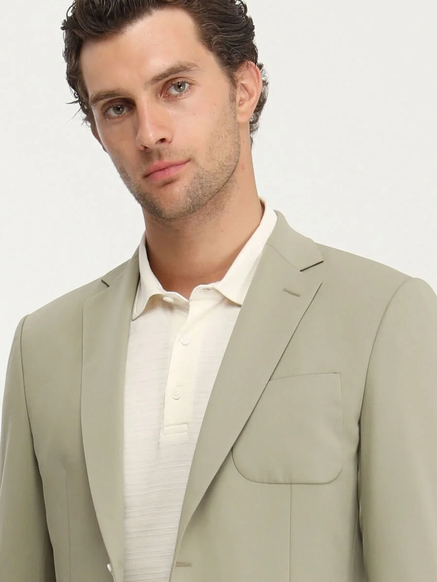 Haki Düz Modern Fit Takım Elbise - 3