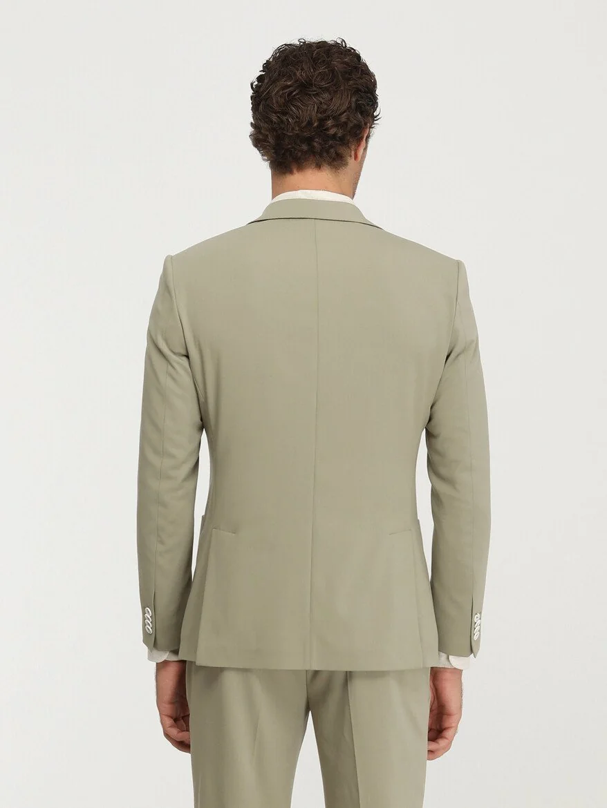 Haki Düz Modern Fit Takım Elbise - 7