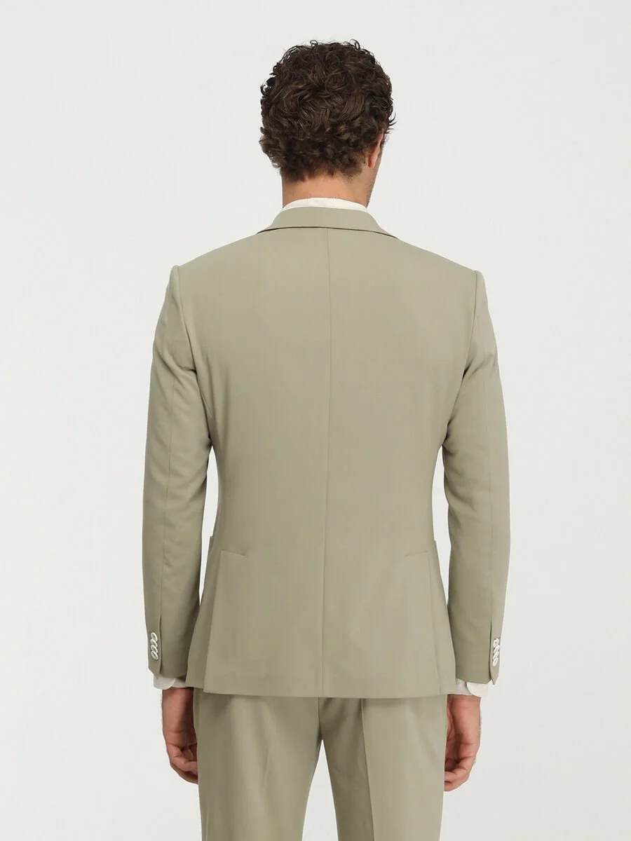 Haki Düz Modern Fit Takım Elbise - 7