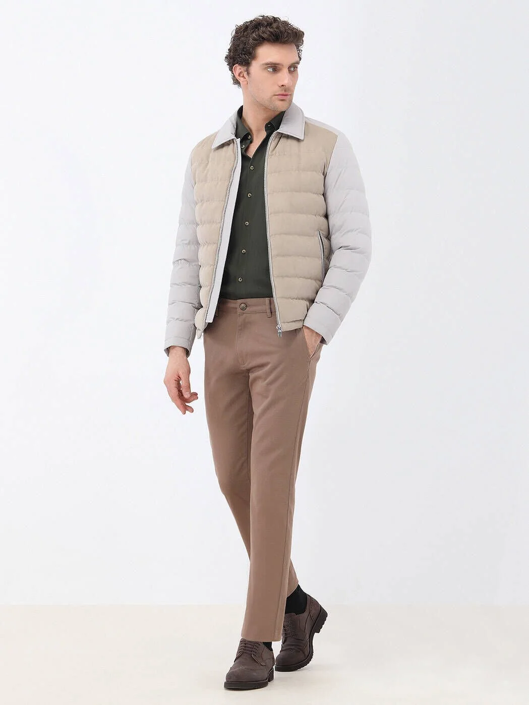 Haki Düz Regular Fit Dokuma Casual Gömlek - 3