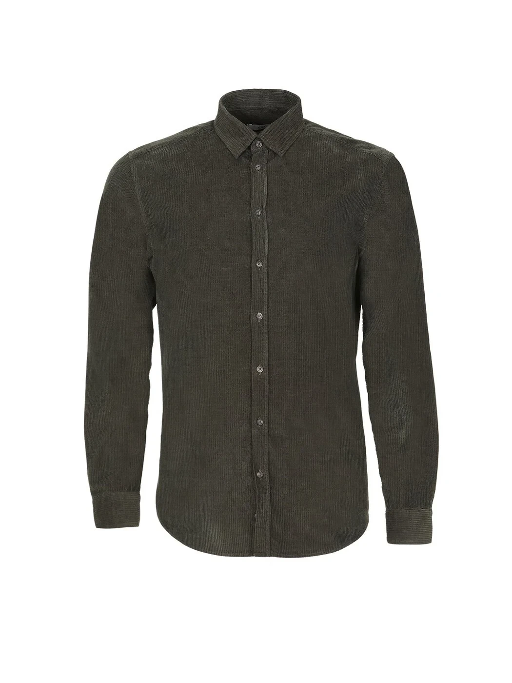 Haki Fitilli Regular Fit Dokuma Kadife Casual %100 Pamuk Gömlek - 6