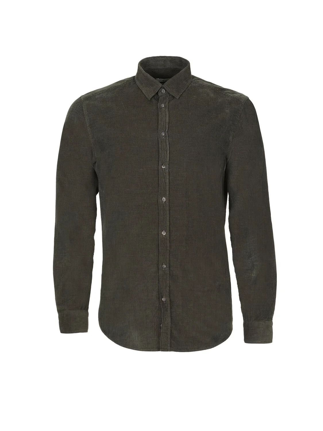 Haki Fitilli Regular Fit Dokuma Kadife Casual %100 Pamuk Gömlek - 6