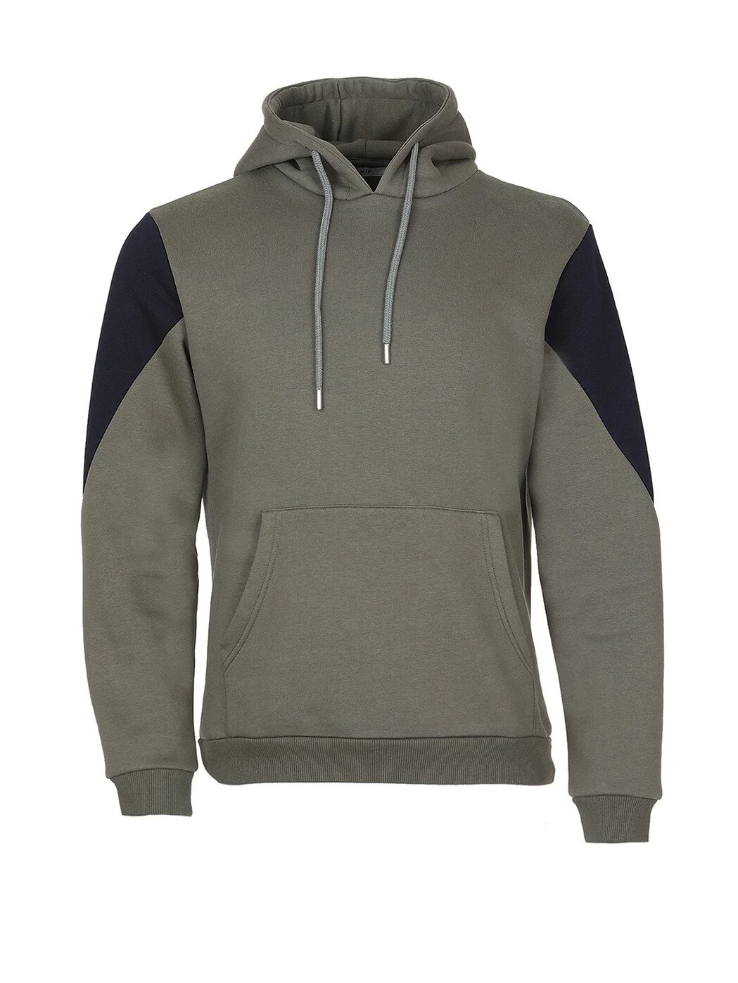 Haki Kapüşonlu Düz Sweatshırt - 5