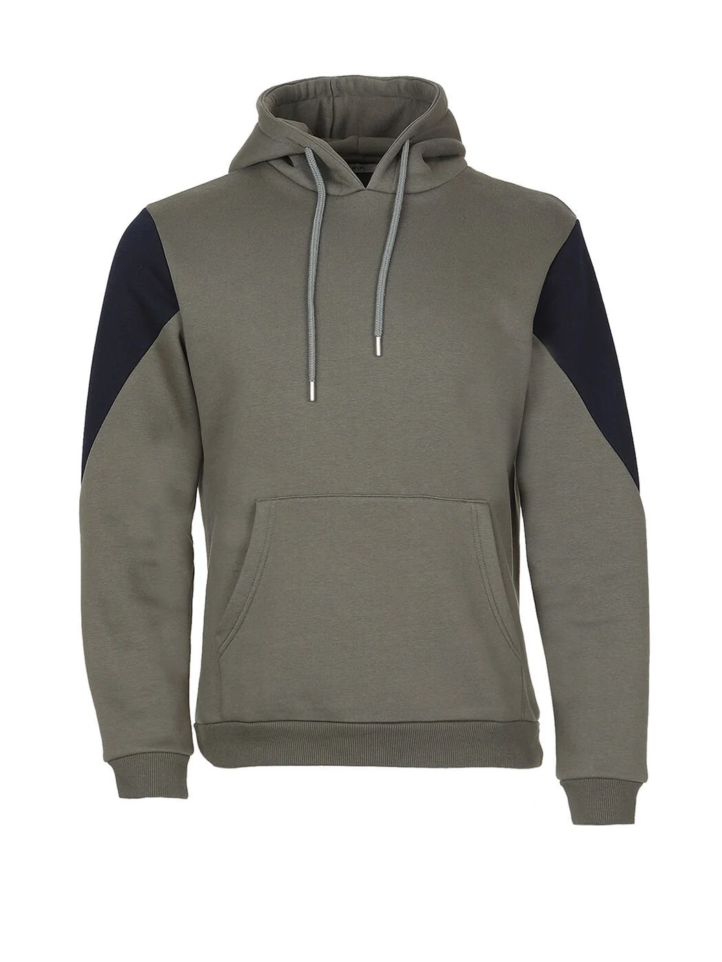 Haki Kapüşonlu Düz Sweatshırt - 5